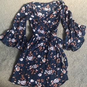 bell sleeved wrap dress